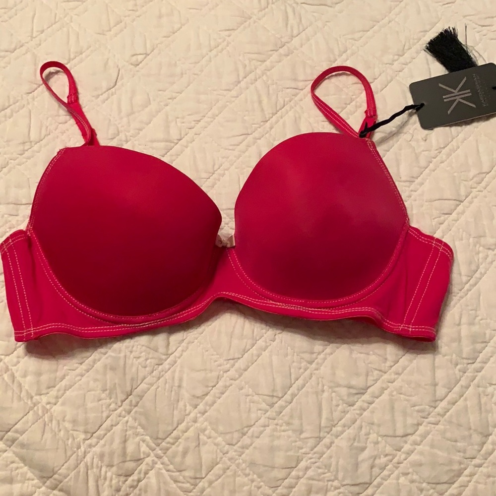 NWT Kardashian Kollection pink bra with white trim